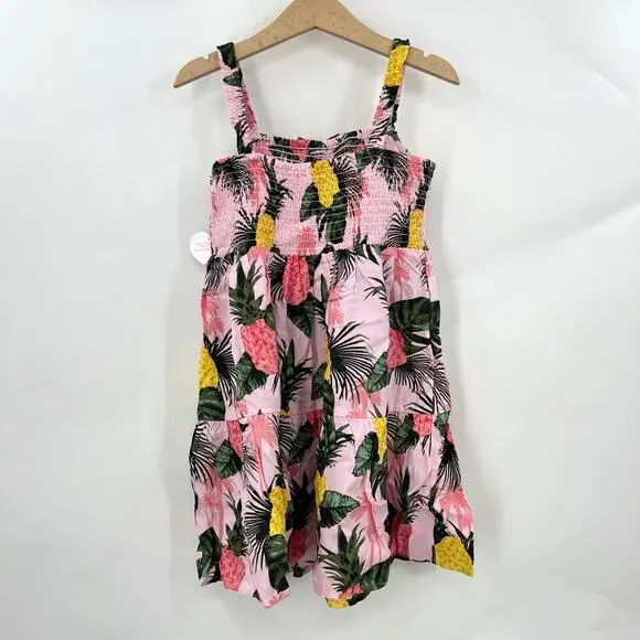 NWT The Children’s Place 5T Pink Aspen Gold Floral Dress Hawaiian Pineapple - Picture 2 of 7